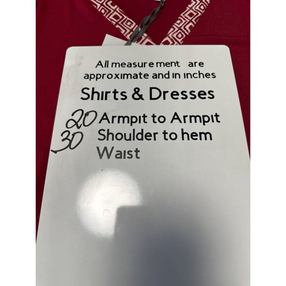 Magnolia Grace Zendaya Handkerchief Hemline Tunic Red W/ Geometric Trim Sz L - Picture 10 of 10